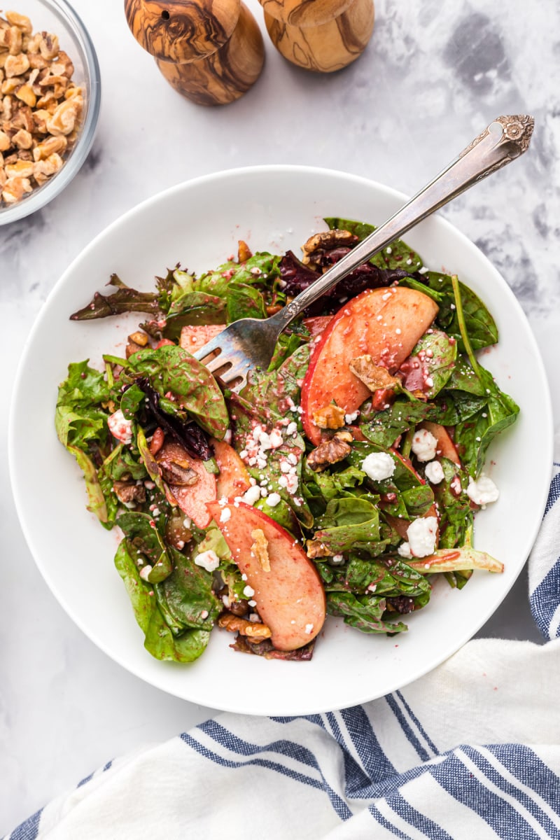 apple walnut salad in a bowl