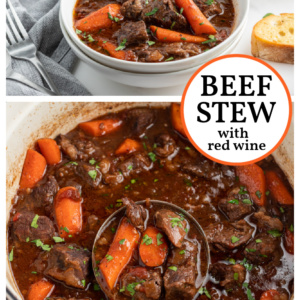 pinterest collage image for beef stew with red wine