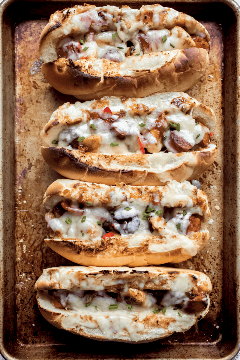 Chicken and Sausage Hoagies just out of the oven