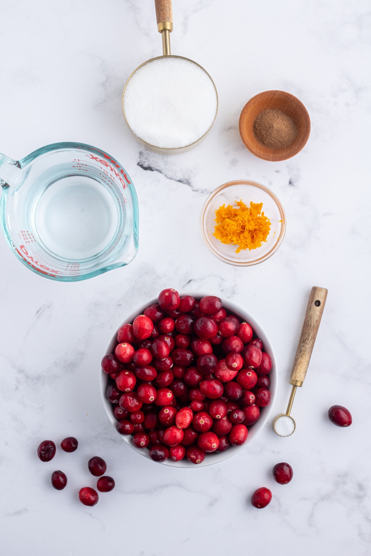 ingredients displayed for making classic cranberry sauce