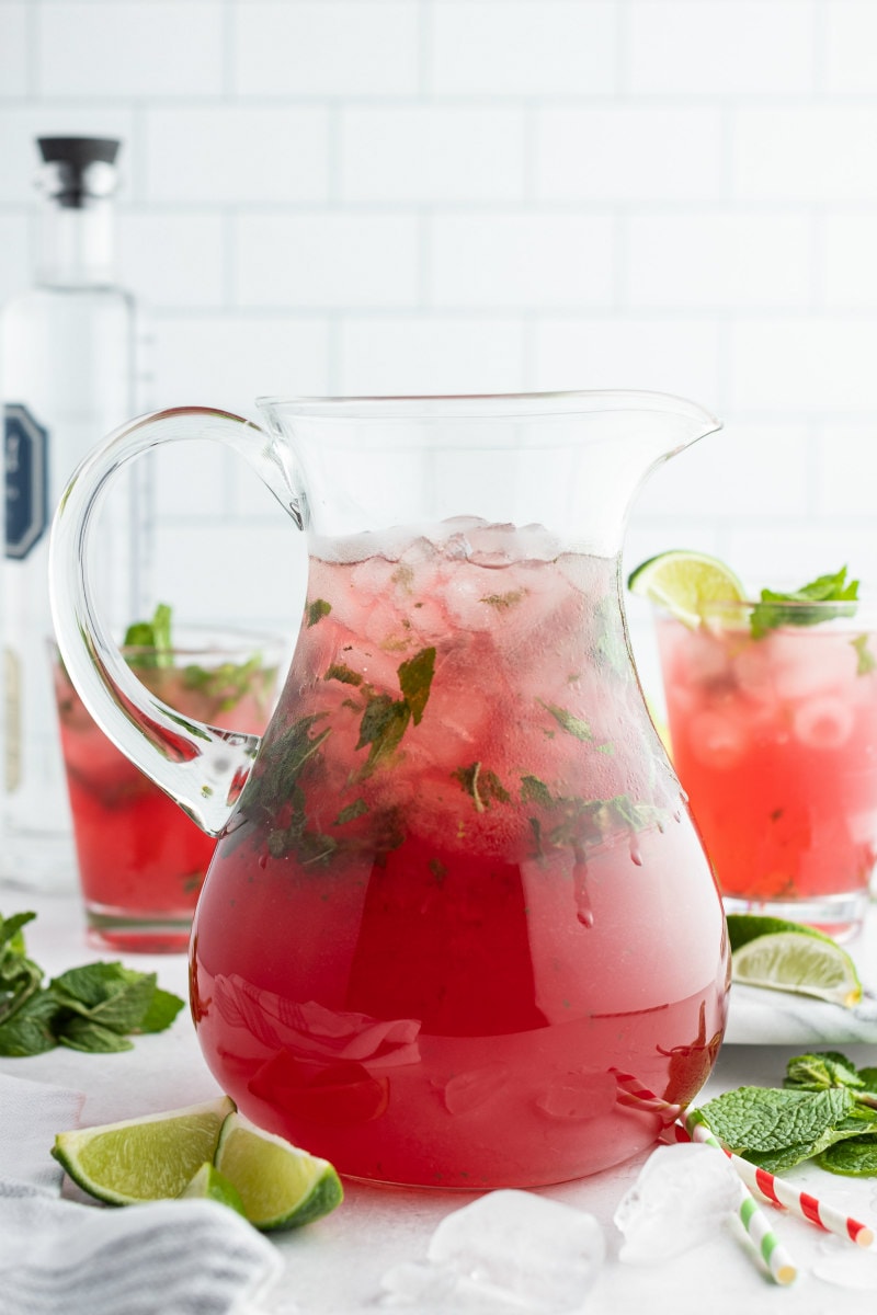 cranberry mojitos in pitcher