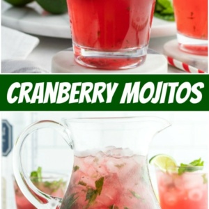 pinterest collage image for cranberry mojitos