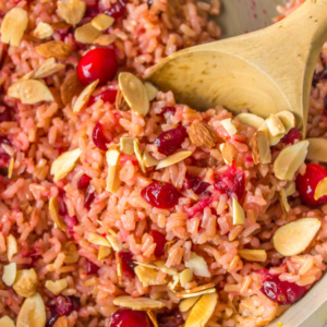 pinterest image for cranberry rice pilaf