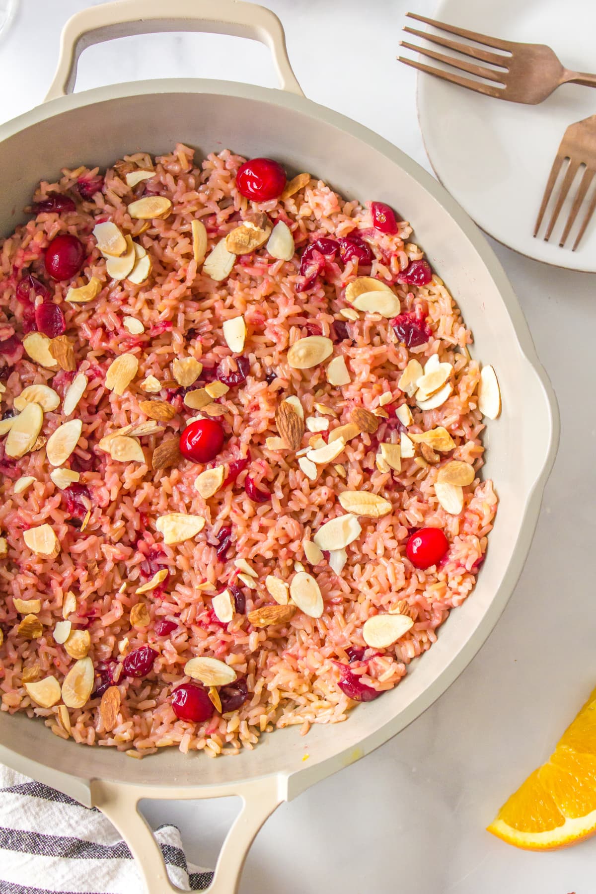 pot of cranberry rice pilaf