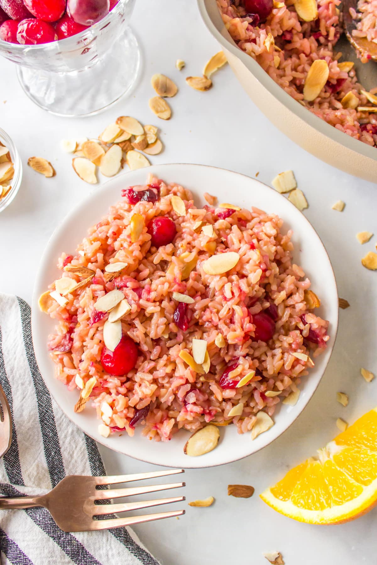 plate of cranberry rice pilaf