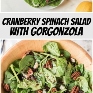 pinterest collage image for cranberry spinach salad