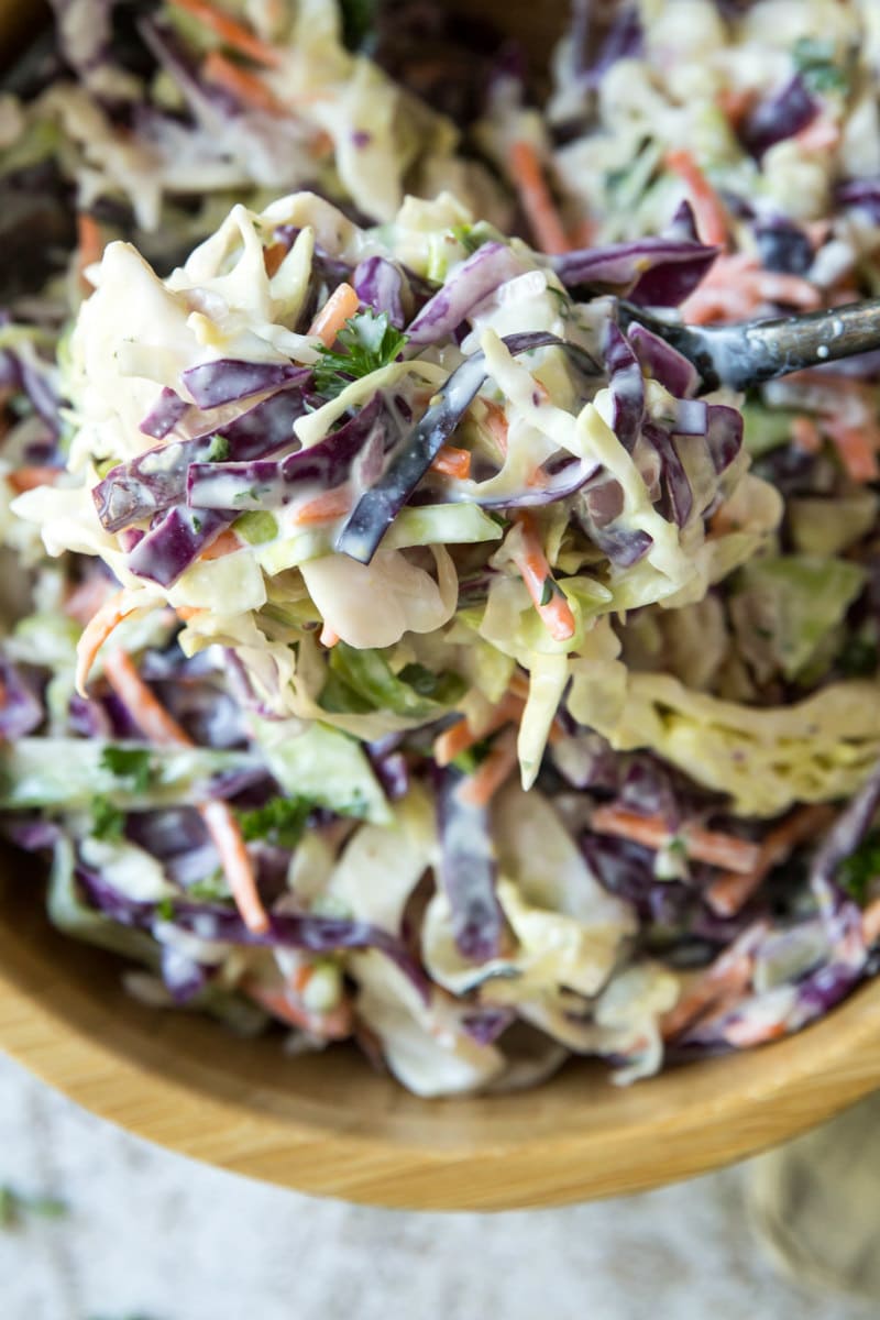 spoonful of buttermilk coleslaw