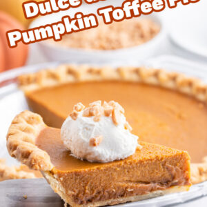 pinterest image for dulce de leche pumpkin toffee pie