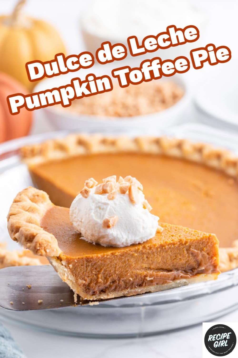 pinterest image for dulce de leche pumpkin toffee pie