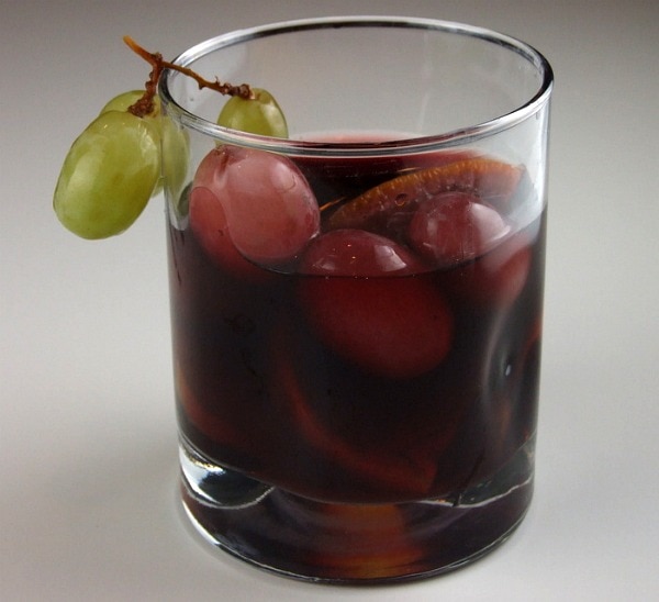 Grape Sangria garnished with green grapes