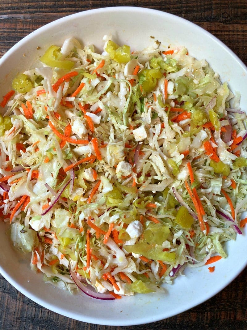 Bowl of Greek Style Cole Slaw