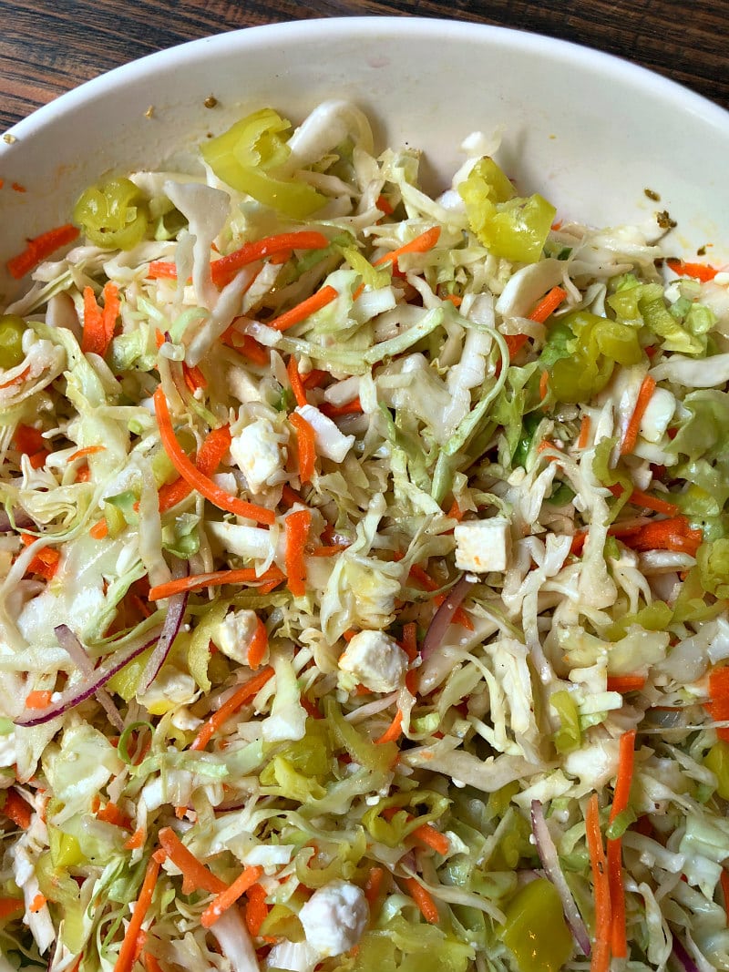 Bowl of Greek Style Cole Slaw