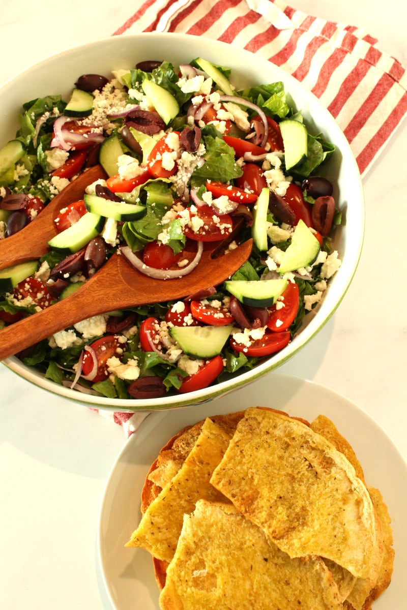 image of Greek Salad With Seasoned Flatbread recipe by Recipe Girl image of Greek Salad With Seasoned Flatbread recipe by Recipe Girl