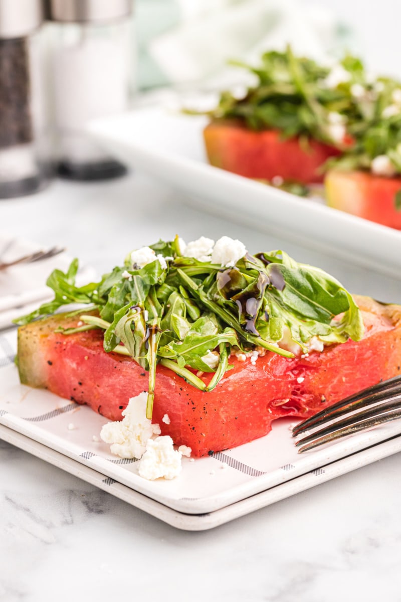 grilled watermelon salad on a plate