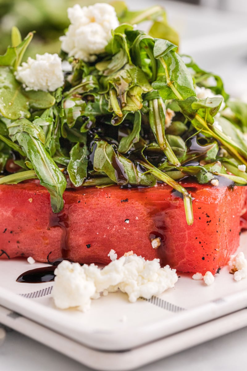 close up grilled watermelon salad