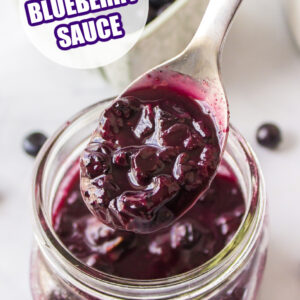 pinterest pin for hot blueberry sauce