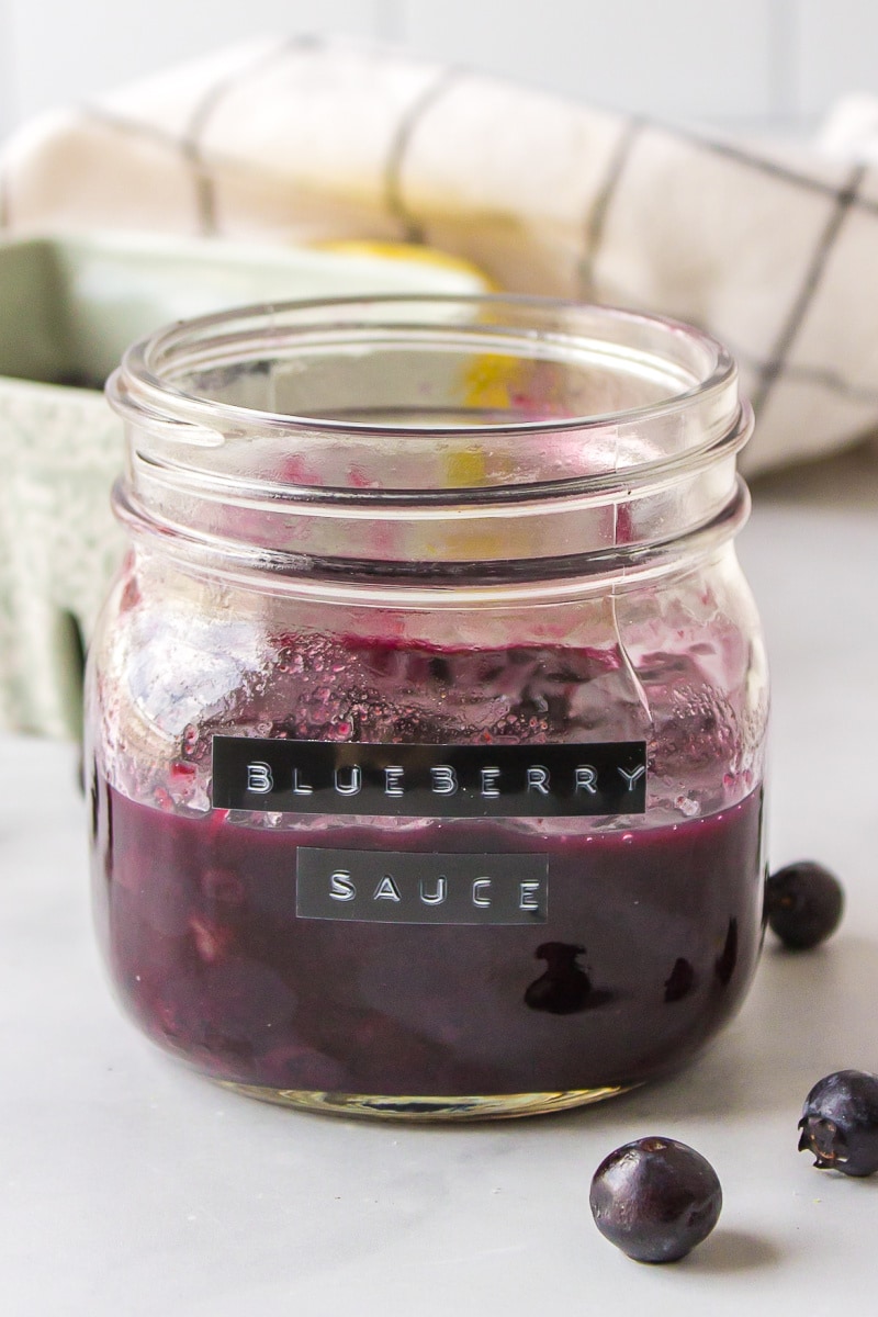 jar of hot blueberry sauce