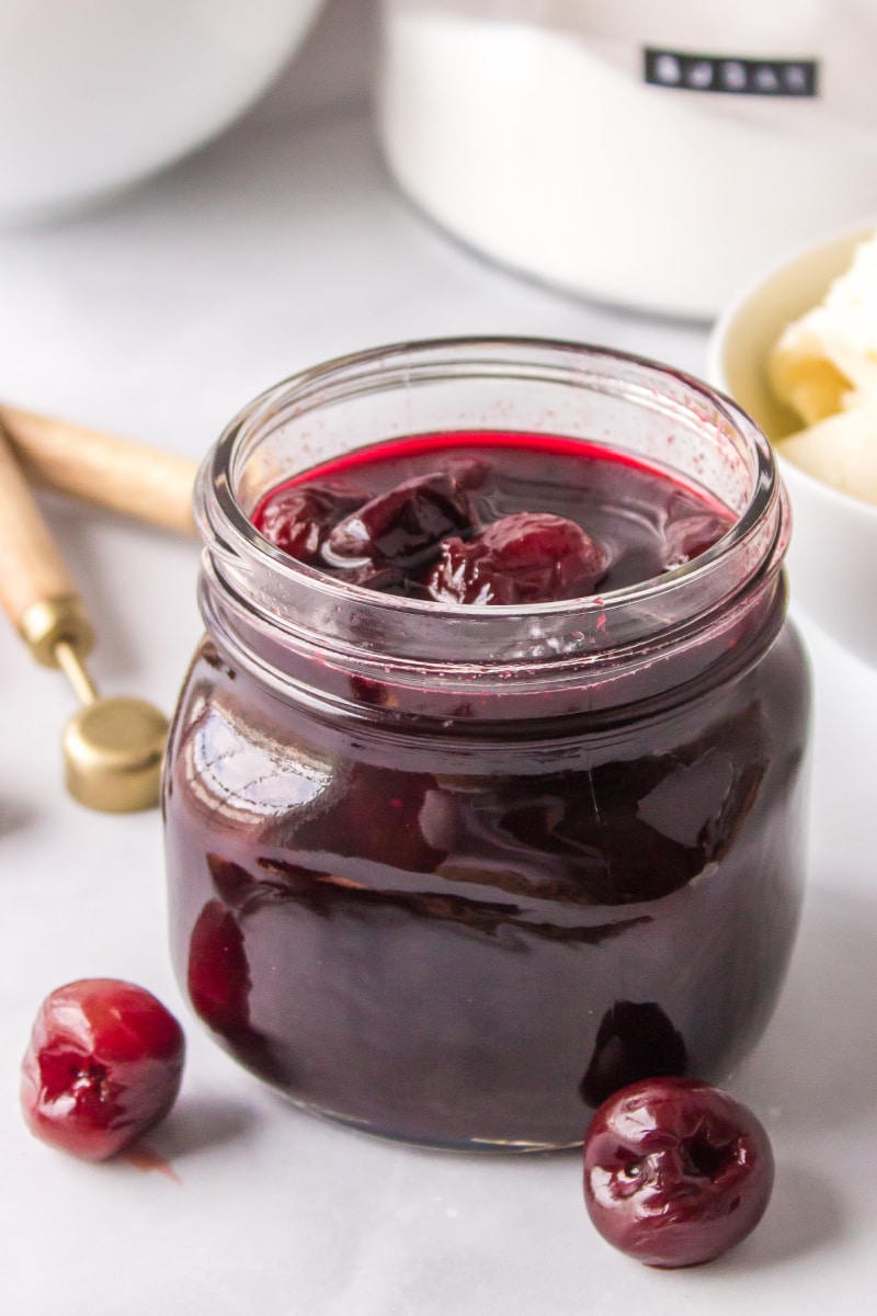 jar of hot cherry sauce