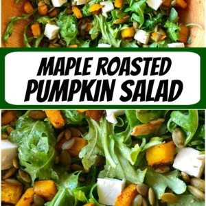 pinterest collage image for maple roasted pumpkin salad