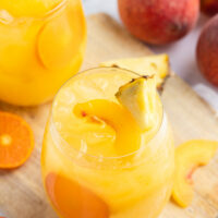 peach sangria in a glass