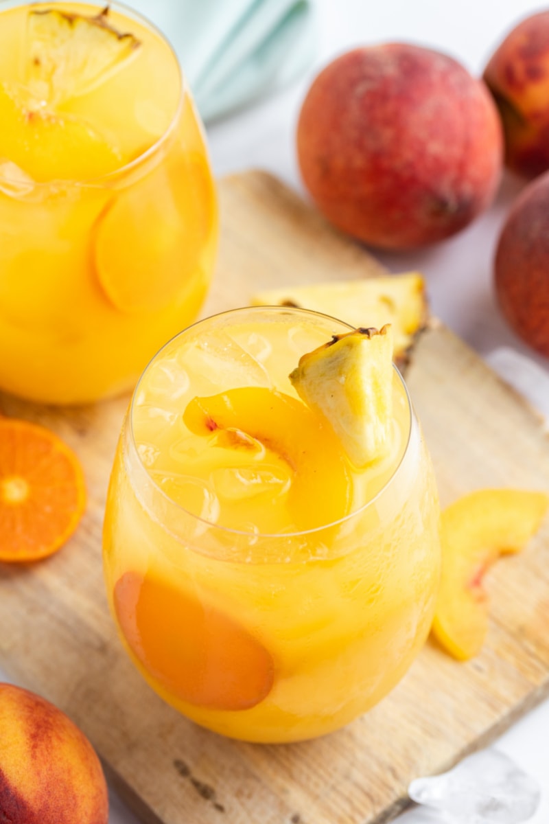 peach sangria in a glass