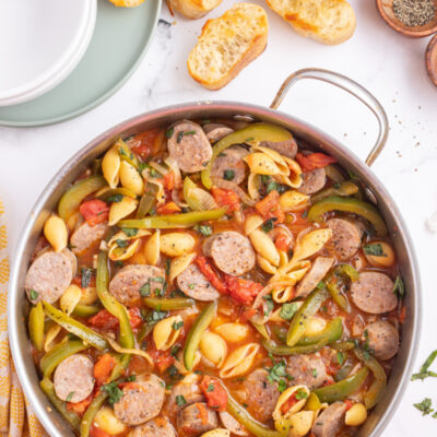 sausage and pepper stew in a pot
