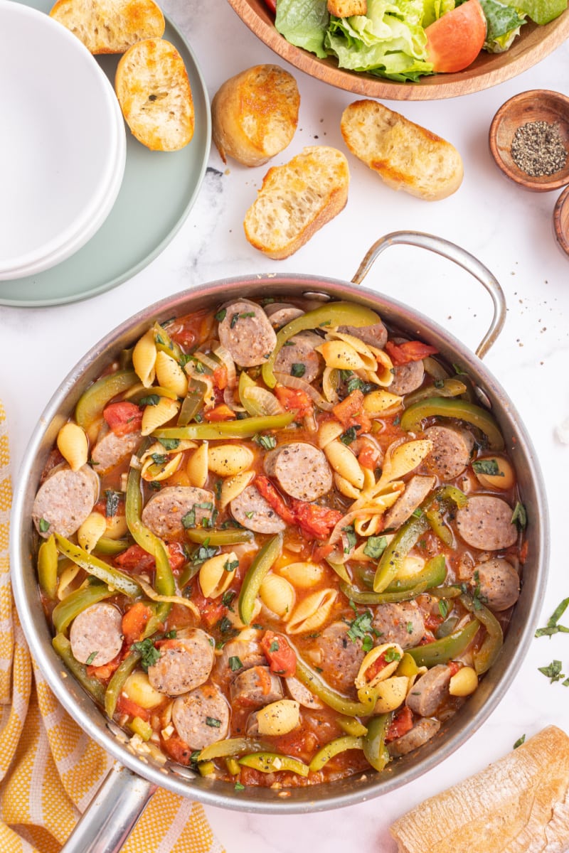 sausage and pepper stew in a pot