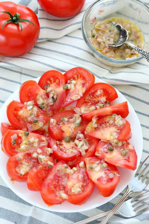 Shallot Mustard Tomato Salad Recipe - from RecipeGirl.com