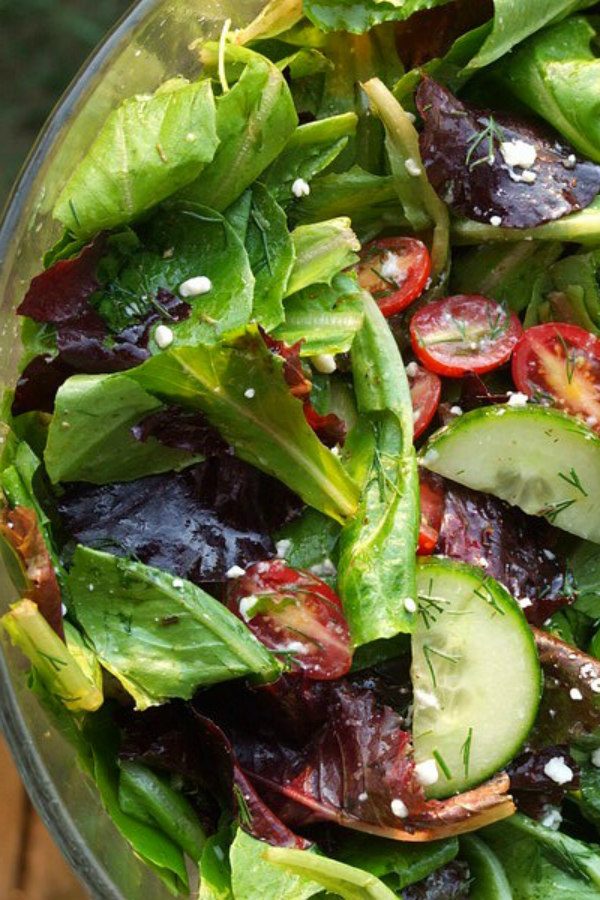 Simple Greek Salad with Lemon Oregano Vinaigrette