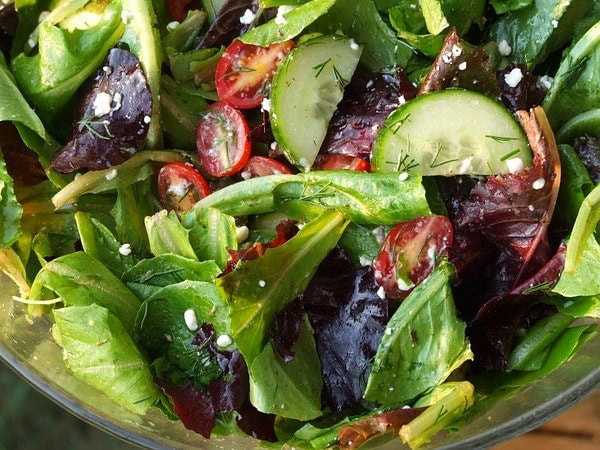 Simple Greek Salad with Lemon Oregano Vinaigrette