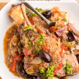 pinterest image for slow cooker lamb shanks