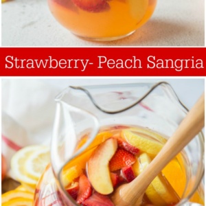 pinterest collage image for strawberry peach sangria