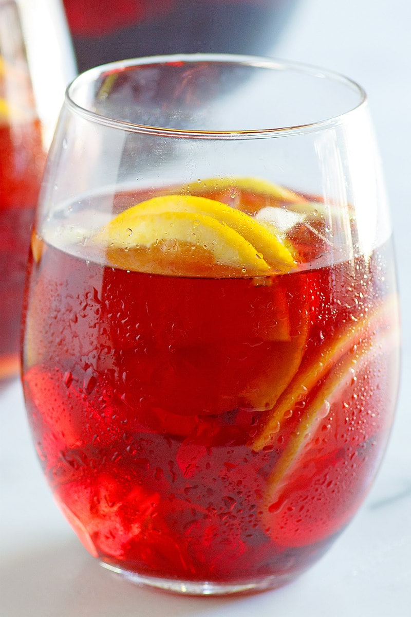 glass of winter spiced red wine sangria