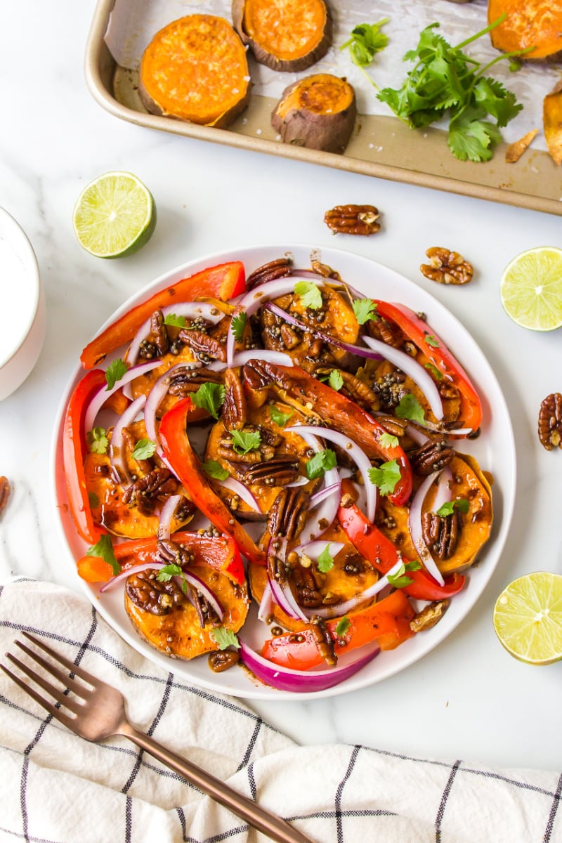 bowl of yam and pecan salad