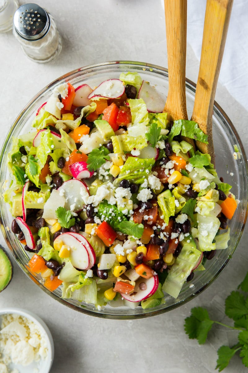 Mexican Chopped Salad tossed with Honey Lime Dressing
