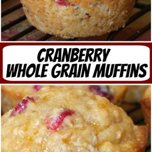 pinterest collage image for whole grain cranberry muffins