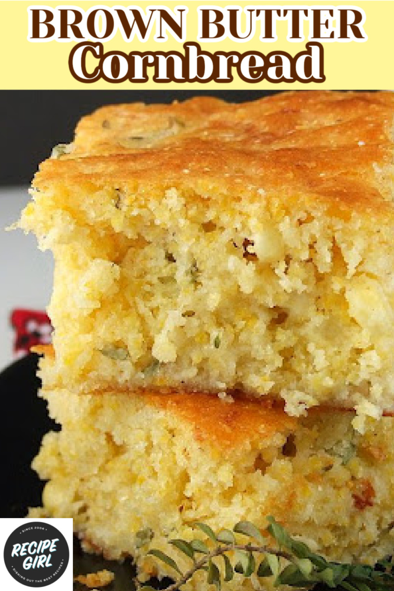 pinterest pin for brown butter cornbread