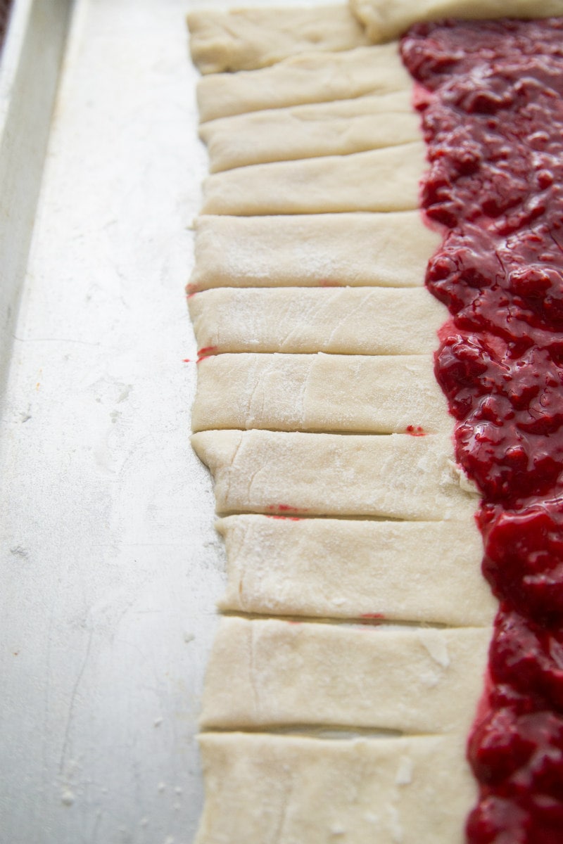 making a candy cane coffee cake