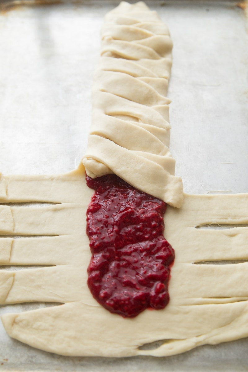 forming a candy cane coffee cake