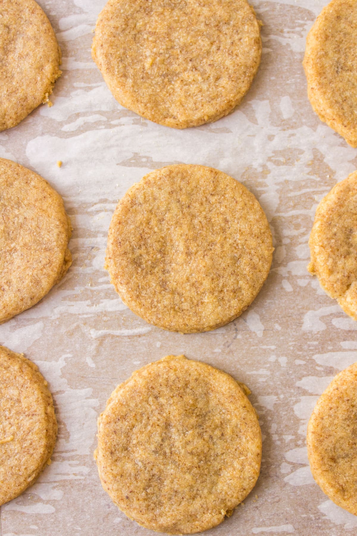 espresso shortbread cookies on a baking sheet