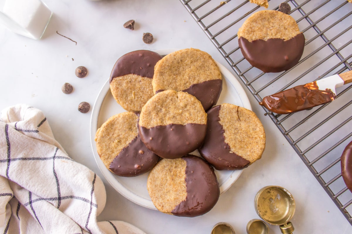 Chocolate Dipped Espresso Shortbread Cookies