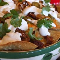 Chorizo, Bean and Cheese Nachos