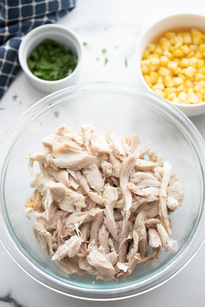 bowl of shredded turkey