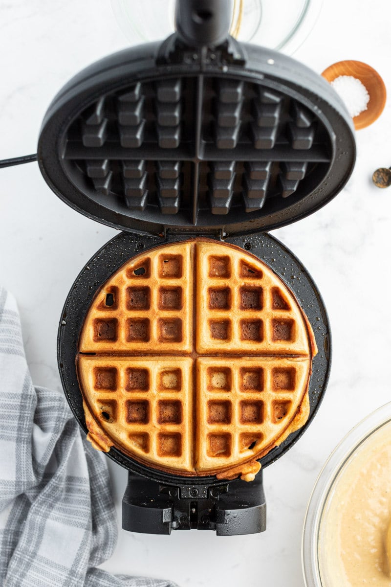 gingerbread waffle in waffle iron