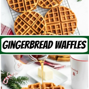 pinterest collage image for gingerbread waffles