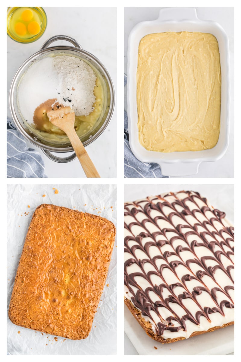 four photos showing process of making vanilla bean bars