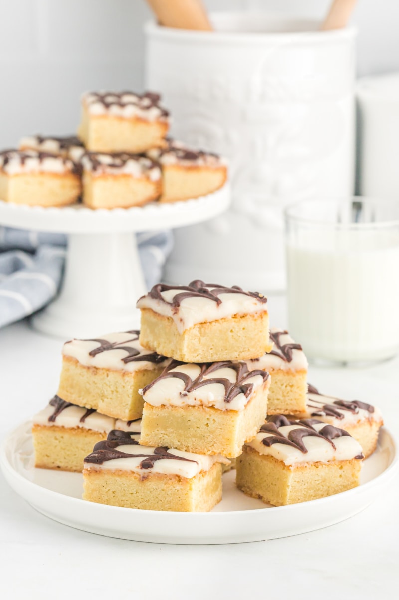 triple vanilla bean bars stacked on platter