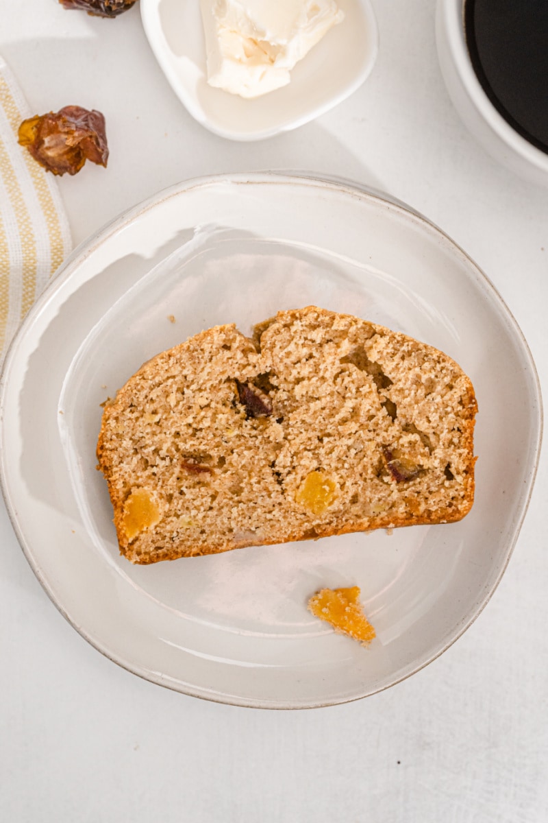 whole wheat healthy banana bread slice on plate