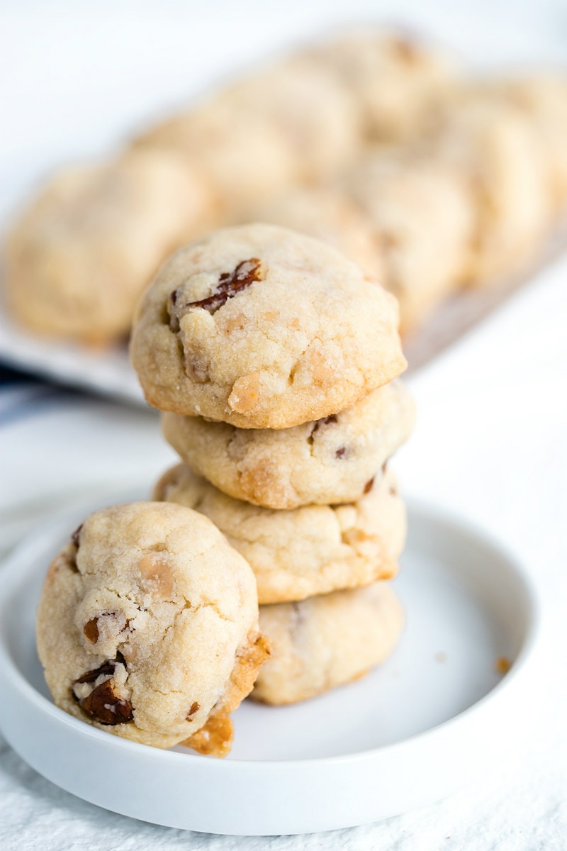 stacked Butter Brickle and Pecan Cookies