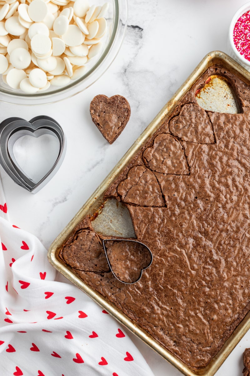 brownies cut with a heart cookie cutter